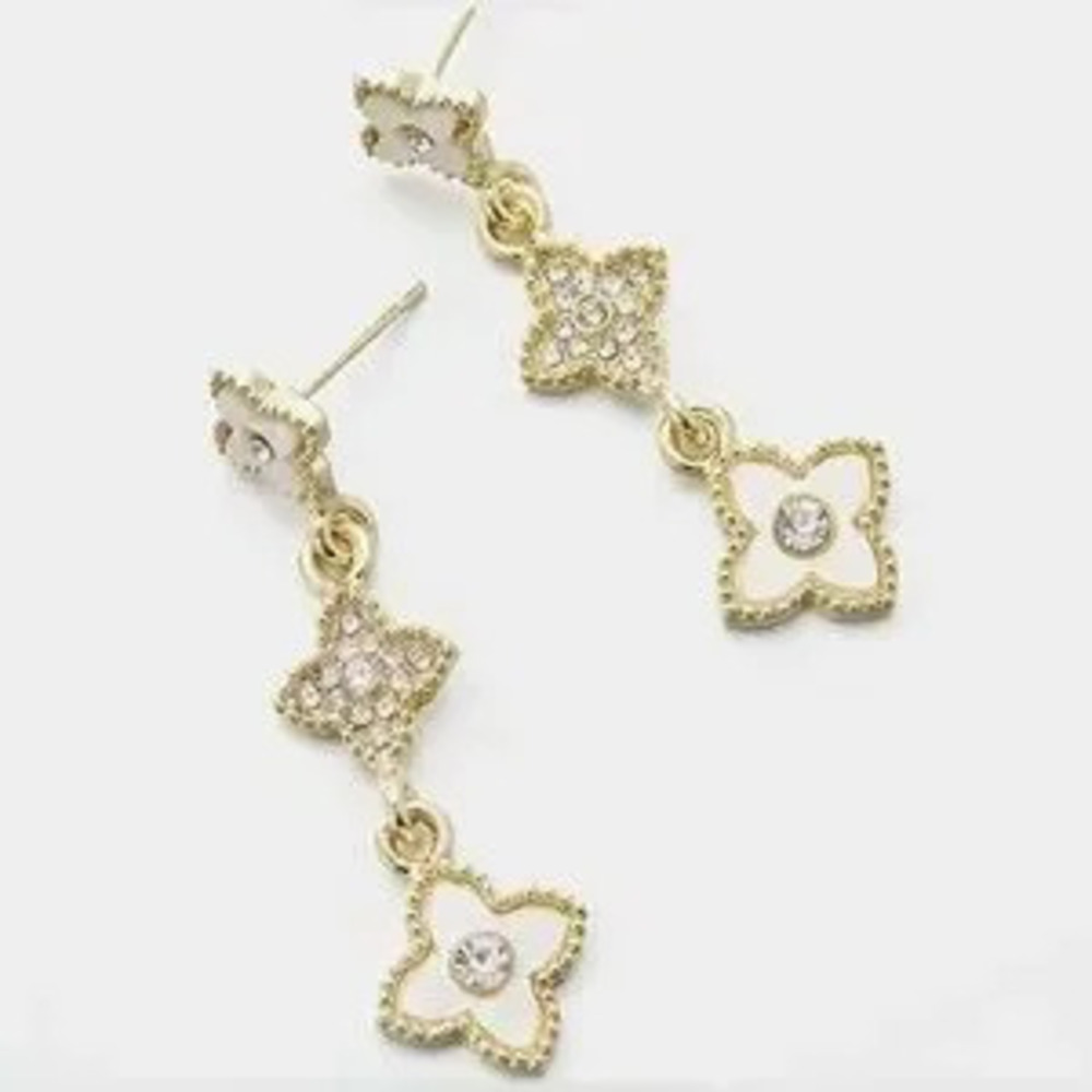 Luxury Floral Gold Drop Earrings